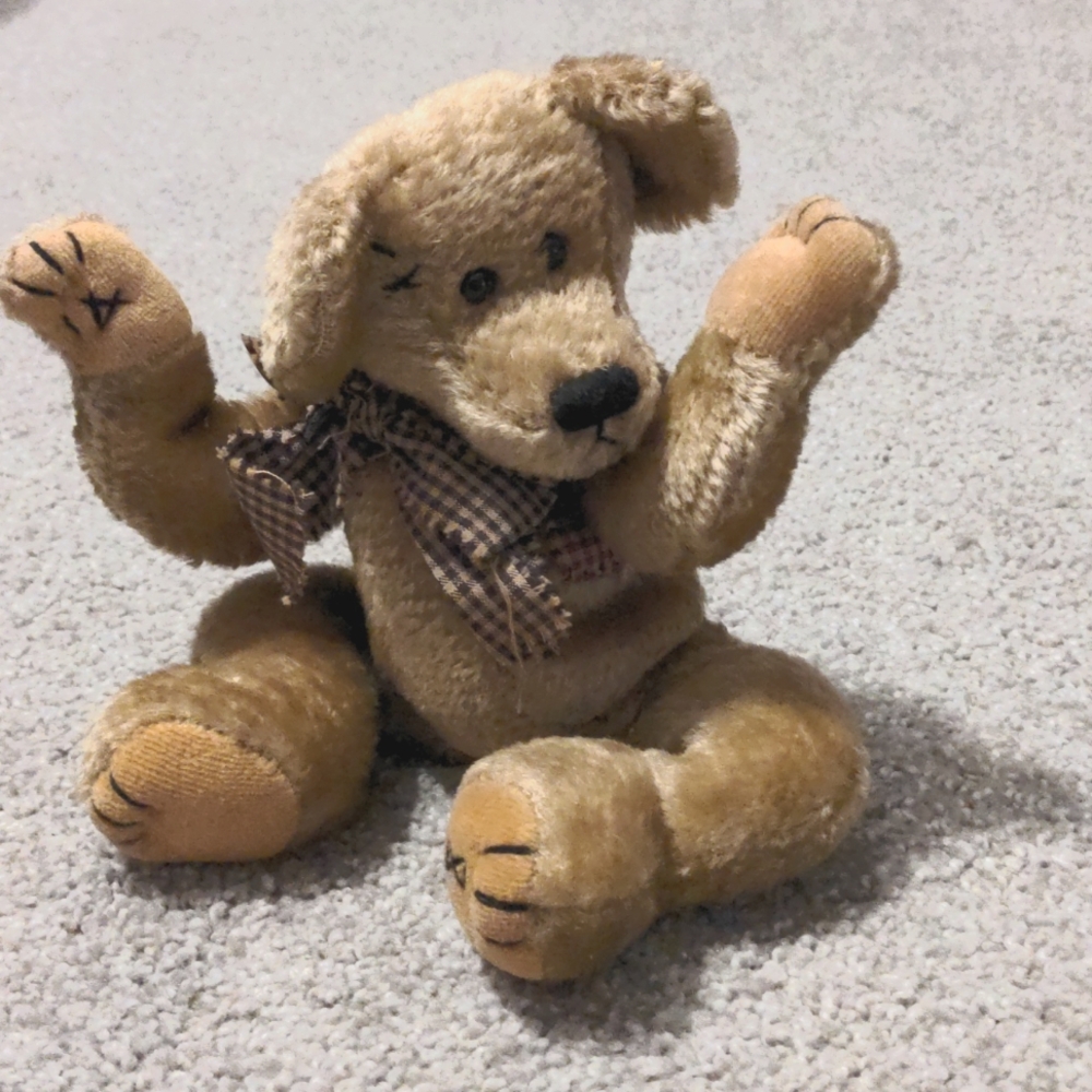 Boyds Bear J.B. Bean Series Brown  Plaid Jointed Bear Collectible Plush